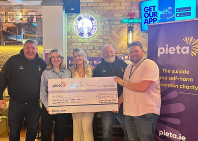 A sincere thank you to Kildare Spins and Meets for raising an incredible €5,253.10 for Pieta through their motorcycle run in memory of Vivian Carroll. We are so grateful to everyone who took part and supported the event, and your generosity will help make a real difference for those who need Pieta's services.